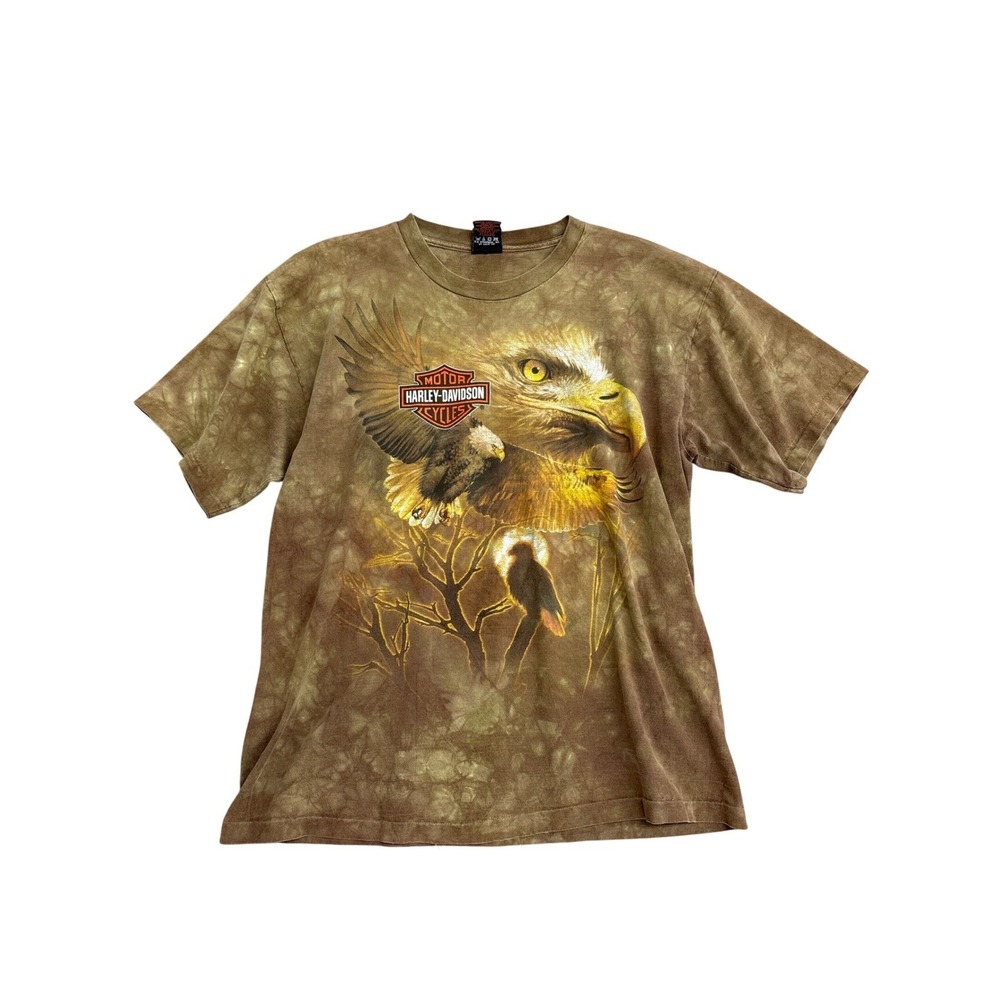 Harley-Davidson Eagle Tie Dye Shirt Mens Large Brown Zepka Johnstown PA USA Made